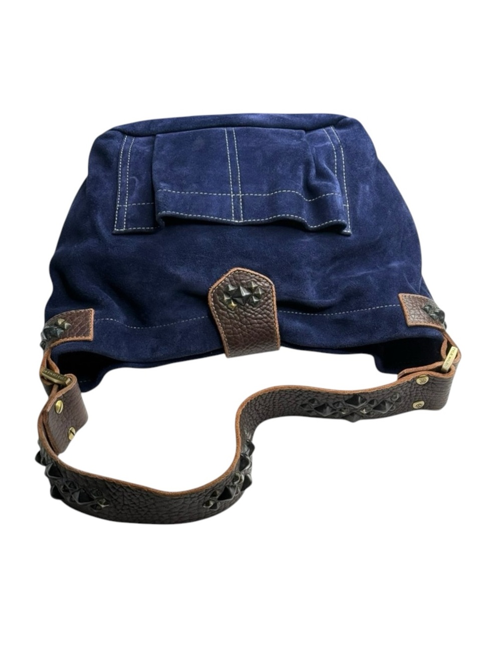 Limited Edition: Tylie ᪣ Y2K Utility Suede Hobo Bag ᪣ Pyramid Stud Strap ᪣ Blue - Picture 8 of 16